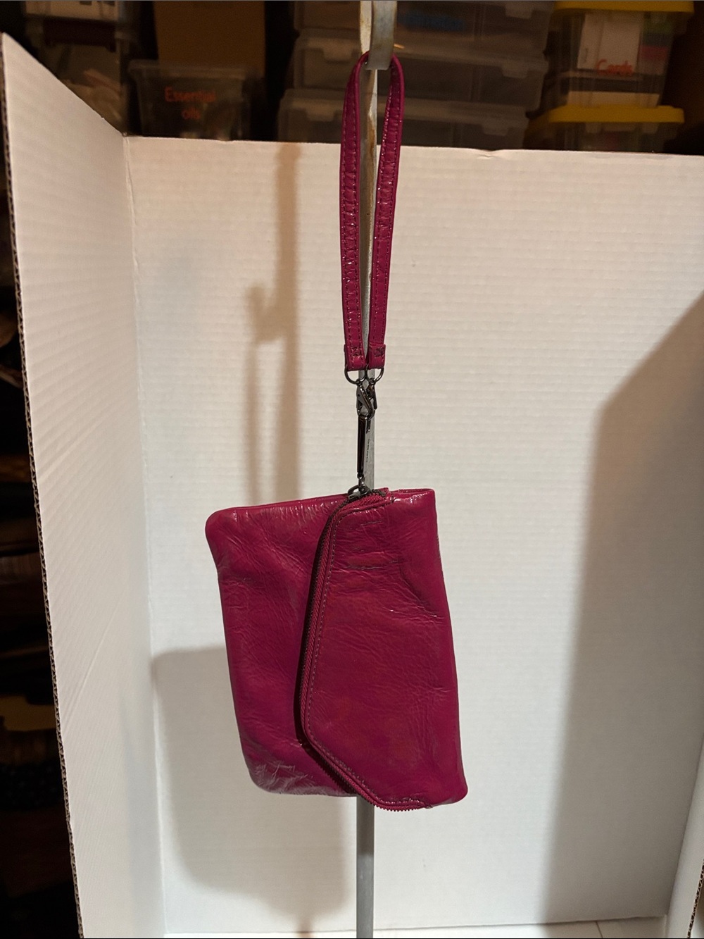 HOBO INTERNATIONAL Fuchsia Leather Wristlet Clutch - Women's Bag